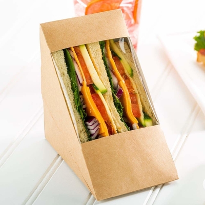बायोडिग्रेडेबल बर्गर डिस्पोजेबल खाद्य पैकेजिंग कार्टन त्रिभुज सैंडविच बैग