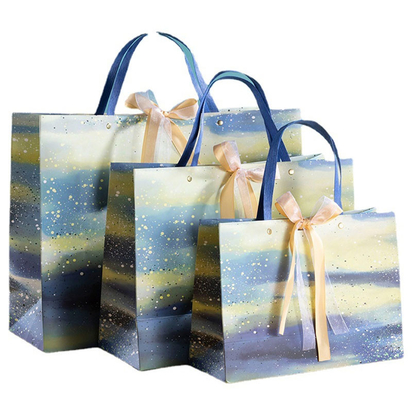 ओडीएम ऑयल हैंड पेंटेड कपड़े शॉपिंग बैग आर्ट स्टाइल क्राफ्ट पेपर बैग 157 ग्राम