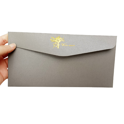 जन्मदिन शादी के निमंत्रण लिफाफे कार्ड के लिए लक्जरी फोइल लोगो ग्रे पेपर पैकेट